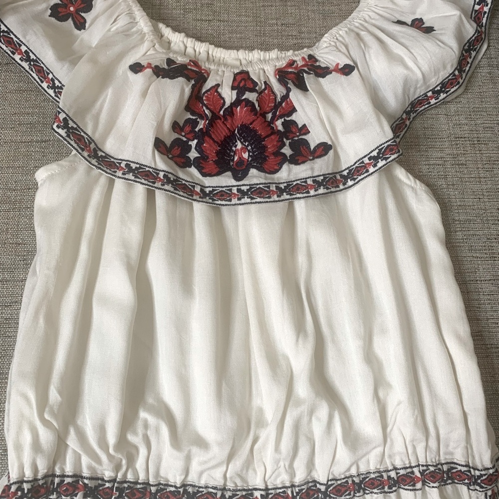 💫HP‼️💫 NWT RAGA (Anthropologie) Off-Shoulder Embroidered Jumpsuit in Ivory, Med - Picture 4 of 9